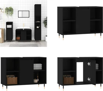 Obrázok produktu pre vidaXL Kúpeľňová skrinka čierna 80x33x60 cm materiál na báze dreva - Kúpeľňová skrinka - Kúpeľňové skrinky - Skrinka do kúpeľne