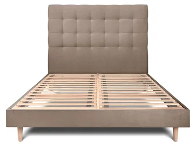 Produktbild von Bett mit gepolstertem Kopfteil – Samtstoff - 180 x 200 cm