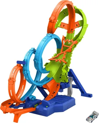 Produktbild von Hot Wheels 4 Loopings Crash Gefahr Trackset