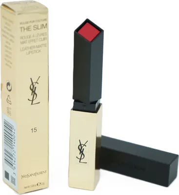 Image de Rouge à lèvres mat fin à effet cuir Rouge Pur Couture The Slim 2,2 g, 15 Fuchsia Atypique