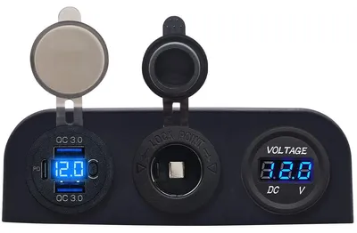Produktbild von ProRide 12V USB-Autolader 3 Ports QC3.0 mit Voltmeter & 12/24V