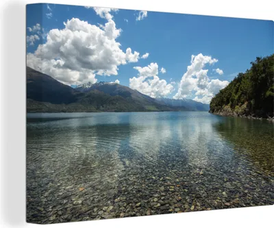 Produktbild von OneMillionCanvasses® - Leinwandbilder - 140x90 cm, See - Stein - Baum, Wandbilder Kunstdruck Wanddekoration - Foto auf Leinwand - Gemälde auf Holzrahmen