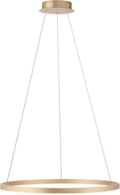 Image de Suspension LED, intensité lumineuse variable, anneau laiton mat, H 120 cm