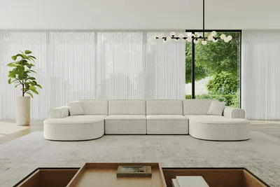 Produktbild von ALTDECOR Ecksofa in U-Form  MARI-U2 - 388x171x79,5 cm  Cremeweiß -  Corner Sofa Bett Eckcouch Couch L-Form Wohnlandschaft  Cauchsofa