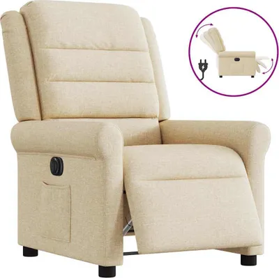 Imagen del producto de Sillón reclinable eléctrico, color crema, tapizado en tela