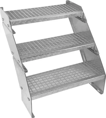 Obrázok produktu pre Pozinkované oceľové schody Trojdielne výškovo nastaviteľné mriežkové schody široké 60 cm