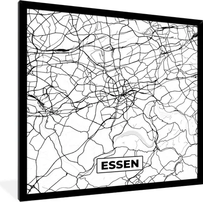 Produktbild von MuchoWow® Gerahmtes Poster Karte - Essen - Stadtplan 40x40 cm - Poster mit Schwarzem Bilderrahmen Wandposter Rahmen Foto Bilder - Mit Rahmen - Wanddekoration Schlafzimmer