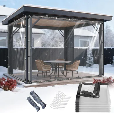 Produktbild von Transparente Plane mit Ösen 2x3m aus PVC, wasserdicht und reißfest für Terrasse, Balkon und Tiergehege