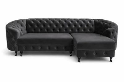 Zdjęcie produktu dla Narożnik z funkcją spania Molly L do salonu pikowany welurowy z pojemnikiem na pościel glamour 290 cm, Obraz wygenerowany przez AI