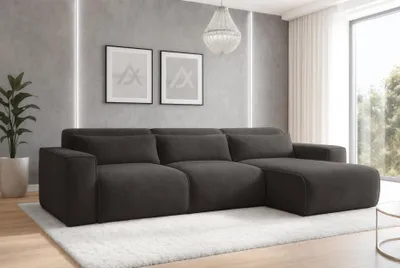 Image de AX LIVING Canapé d'angle convertible Ruyam Gris Canapé 310 cm D