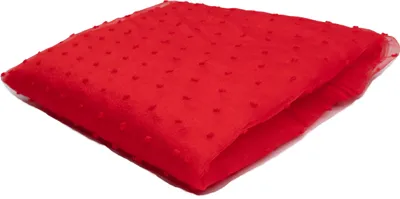 Obrázek produktu pro Organzová tkanina s vyšívanými puntíky, červená, 50 x 150 cm