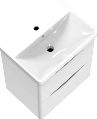 Produktbild von Waschtisch mit Unterschrank 50 cm Smiley Badmöbel Set Hochglanz Weiß Waschbecken mit Unterschrank MDF Softclose