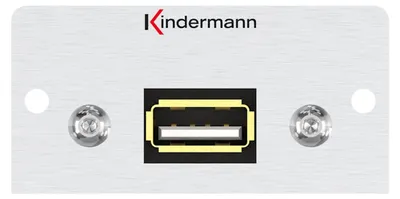 Produktbild von Kindermann Konnect Alu 50 USB 2.0, 1 m - Anschlussblende mit Kabelpeitsche