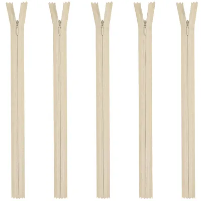 Productafbeelding van Set van 5 onzichtbare nylon spiraalrits 50 cm in beige