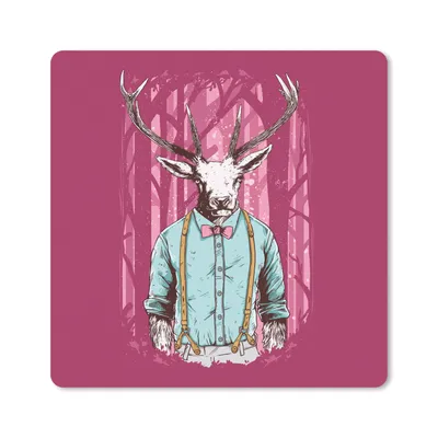 Produktbild von MuchoWow® Mauspad Mousepad Jahrgang - Hirsch - Wald 30x30 cm - Mousepads - Maus Mat - Pad - Mausunterlage - Gaming