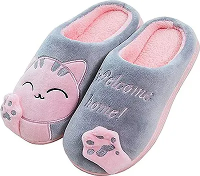 Produktbild von Hausschuhe Damen Winter Herren Baumwolle Katze Pantoffeln Warme Plüsch Hausschuhe Unisex Weiche Bequeme rutschfeste Cozy Slipper