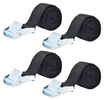 Productafbeelding van 2 spanbanden, 25 mm breed, met klemgesp, zwart, 1 meter