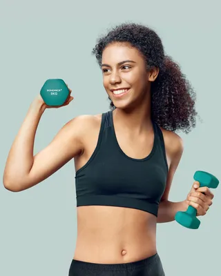 Produktbild von SONGMICS Hanteln, 2er Set, 2 x 3 kg, Hantelset, Kurzhanteln, Hexagon, Neopren-Beschichtung, Krafttraining, Workout, Fitnesstraining, für Zuhause