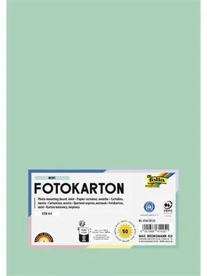 Dekoračný kartón, 2 stranný, A4, 300 g, 50 listov, FOLIA, mätovo zelený