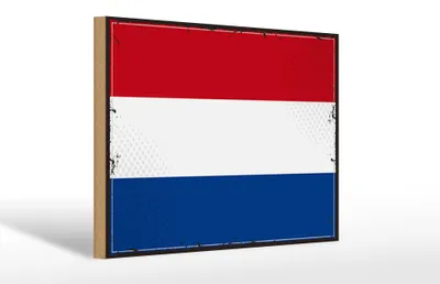 Produktbild von Holzschild Flagge Niederlande 30x20cm Retro Netherlands