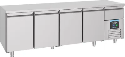 Immagine prodotto di Banco refrigerato 2330x700x850 mm con 4 porte, raffreddamento ventilato, 632 litri