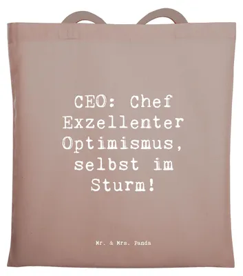 Produktbild von Mr. & Mrs. Panda Shopping Tasche Spruch CEO Optimismus - Braun Pastell - Geschenk, Berufsprodukte, totebag, Berufspassion, Beruf, Humor, kreative Geschenke, Laptoptasche
