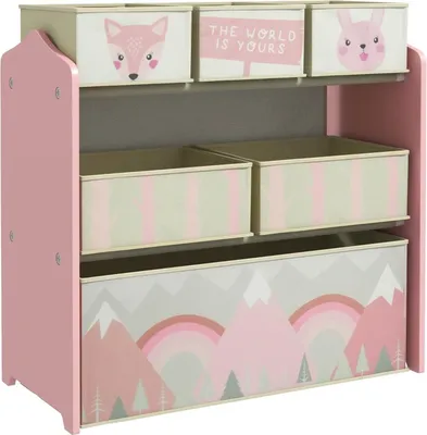 Produktbild von Kinderregal mit 6 Stoffboxen 63 x 30 x 66 cm, niedliches Motiv