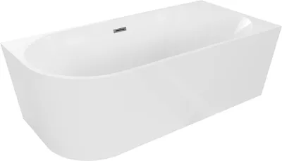 Produktbild von Mexen Mia freistehende rechteckige Badewanne 150 x 75 cm, weiß, Überlauf Gun Metal - 52691507500P-95