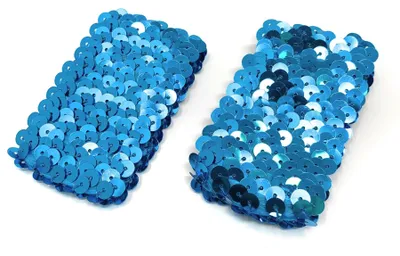 Productafbeelding van Cadoline turquoise paar, 17 cm x 4,5 cm, smalle, elastische pailletten van polyester