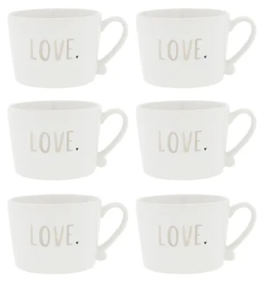 Produktbild von 6er Set Tassen, Becher LOVE weiß beige für 270ml Keramik Bastion Collections