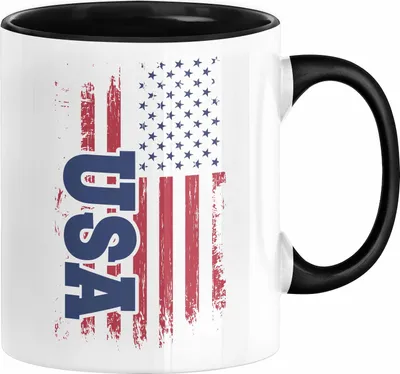 Produktbild von USA Tasse Geschenk Amerika Geschenkidee Auslandjahr Vereinigte Staaten Von Amerika Lieberalismus (Schwarz)