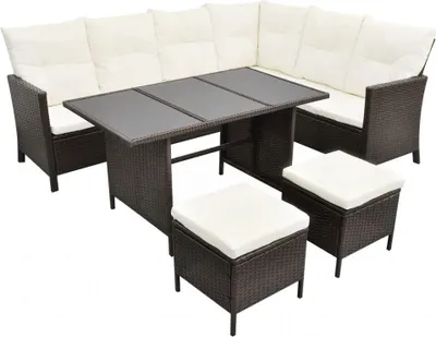 Produktbild von vidaXL 4-tlg. Garten-Lounge-Set mit Auflagen Poly Rattan Braun