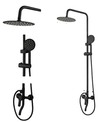 Immagine prodotto di Sistema doccia, soffione a pioggia e doccetta manuale, montaggio a parete, set doccia rotondo