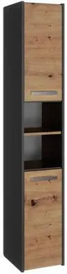 Image de Armoire de toilette haute avec étagères MARGO - chêne artisanal / anthracite