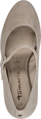 Produktbild von Tamaris Damen Riemchenpumps aus Leder mit überzogenem Blockabsatz 1-22460-45, Größe:41 EU, Farbe:Beige