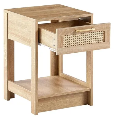 Produktbild von Nachttisch, modernes Design, multifunktionale Aufbewahrung, 40 x 40 x 55 cm, Natürlich