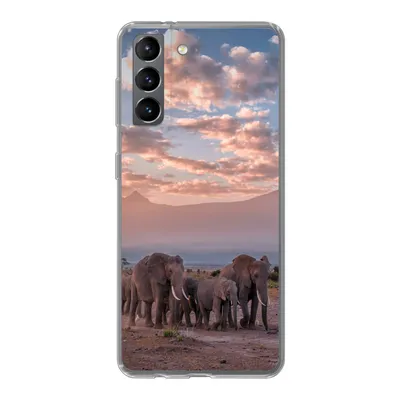 Produktbild von MuchoWow® Handyhülle Schutzhülle Hülle für Samsung Galaxy S21 Elefant - Tiere - Abend - Landschaft - Savanne Silikon Softcase Handy Hülle - Softcase