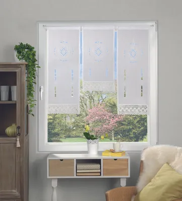 Produktbild von ALEGRA Fensterbehang 3 stk, Leinenstruktur, bestickt, 80x30 cm , Weiß