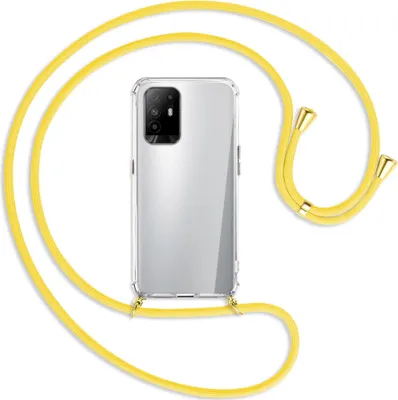 Produktbild von Handykette Backcover-Schutzhülle mit Band (Metall goldfarben) für Oppo A94 5G / F19 Pro+ 5G - gelb
