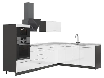 Immagine prodotto di Cucina angolare completa Vicco Fame-Line Bianco lucido/Antracite 287 x 60 cm, PL Marmo, Model 63483