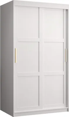 Produktbild von MIRJAN24 Kleiderschrank Riflo Ramiro 1 100, Schwebetürenschrank mit zwei Kleiderstangen, Garderobe (Farbe: Weiß, Größe: 100 cm)