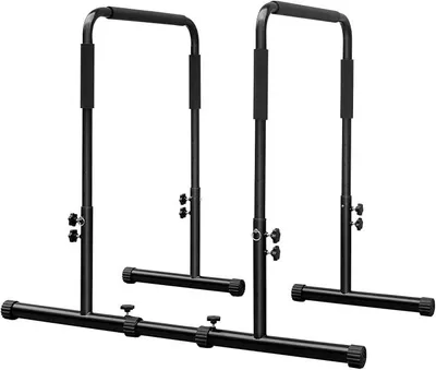 Imagen del producto de Estación de dominadas y flexiones ajustable, barra de dominadas, acero resistente, soporte para flexiones paralelas, estación de dominadas para el hogar, gimnasio, entrenamiento de fuerza, ejercicios, equipo de fitness