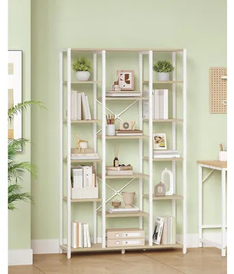 Zdjęcie produktu dla Półka stojąca, 6 półek, 15 przegródek, wymiary: 30 x 100 x 170 cm, kolor: biały (imitacja białego dębu)