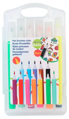 Produktbild von Pinselstifte Set, 12 Stück, verschiedene Farben für Malerei und Kalligrafie