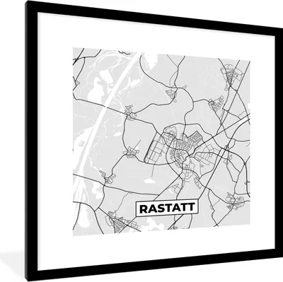 Produktbild von MuchoWow® Gerahmtes Poster Stadtplan - Karte - Deutschland - Karte 40x40 cm - Poster mit Schwarzem Bilderrahmen Wandposter Rahmen Foto Bilder - Poster - Plakat im Rahmen