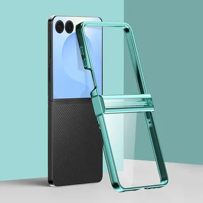 Immagine prodotto di Per Samsung Galaxy Z Flip7 Custodia in plastica placcata in tre pezzi 6D verde