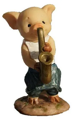 Miniatur-Feeentier-Figur Saxophonist, Harz, 4,4x5x8,2 cm