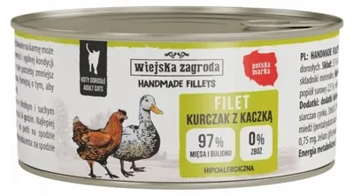 Obrázek produktu pro Mokré krmivo pro kočky "Wiejska Zagroda", filety z kuřete a kachny, 70 g
