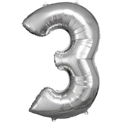Produktbild von Amscan Foil Balloon Number 3 Junior 53 X 88 Cm Silver