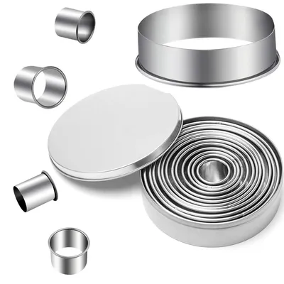 Image de Emporte-pièces ronds - Set de 12 - Inox - Diamètre 2,5 à 11 cm - Avec boîte de rangement